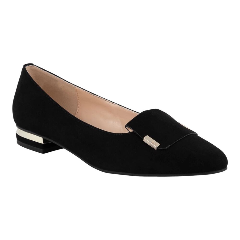 Jones New York Womens Quesheen Pointed Toe Tailored Flats Black Size 8 1/2